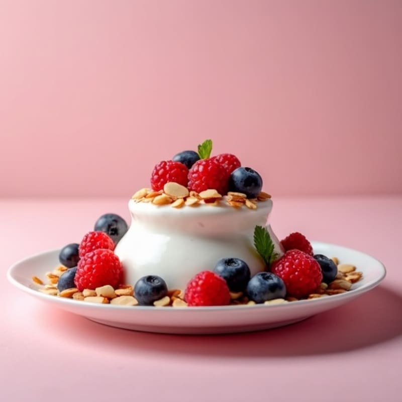 Silky Protein Greek Yogurt with Mixed Berries and Almonds
