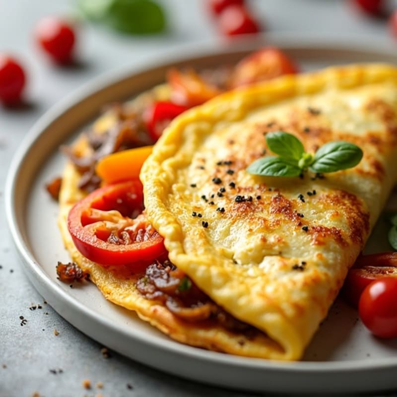Fluffy Bell Pepper and Caramelized Onion Omelette
