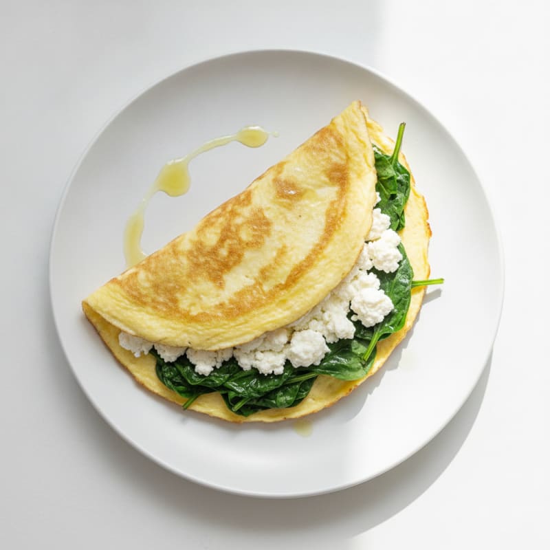 Egg White Spinach Omelette with Cottage Cheese