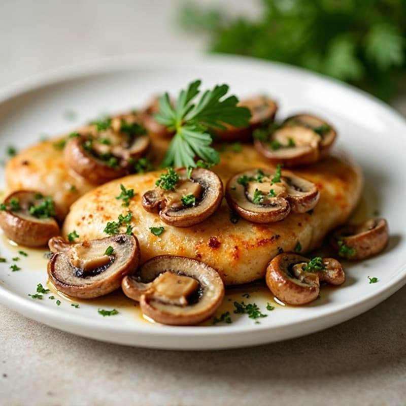 Garlic-Butter Roasted Mushrooms with Fresh Herbs & Chicken