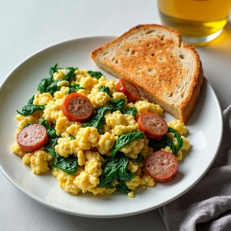 Egg White and Turkey Sausage Scramble with Spinach
