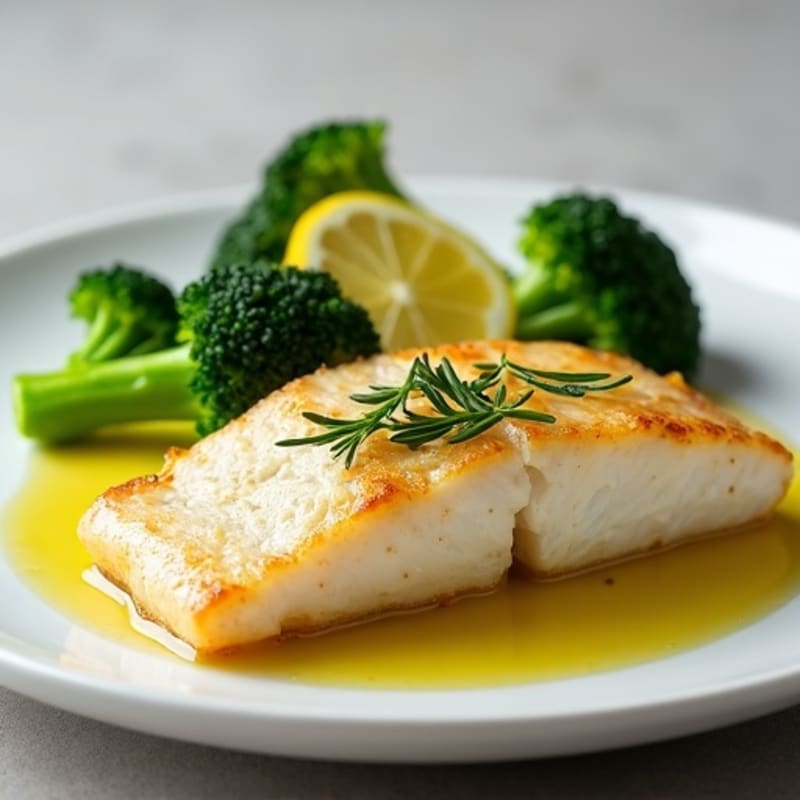 Baked Cod with Steamed Broccoli and Lemon