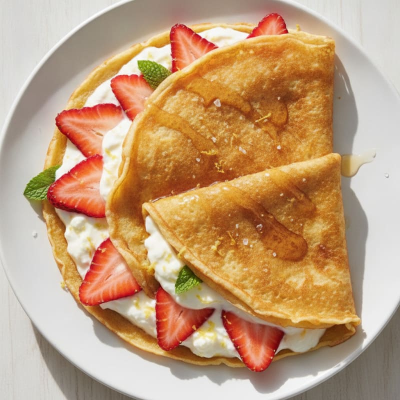 Strawberry Lemon Ricotta-Style Crepes