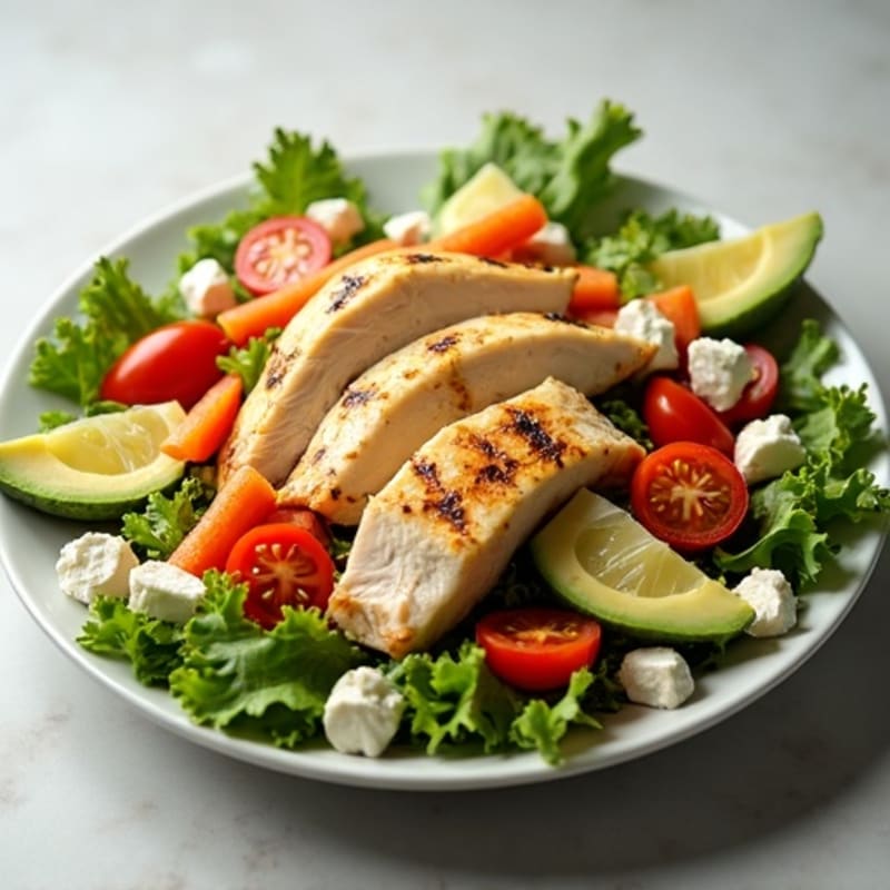 Grilled Chicken Salad with Crunchy Vegetables and Lemon Vinaigrette