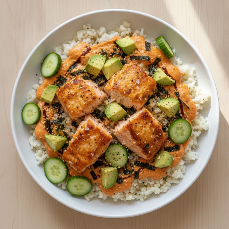 Baked Salmon Sushi Casserole