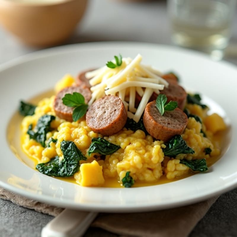 Egg White and Turkey Sausage Scramble with Spinach
