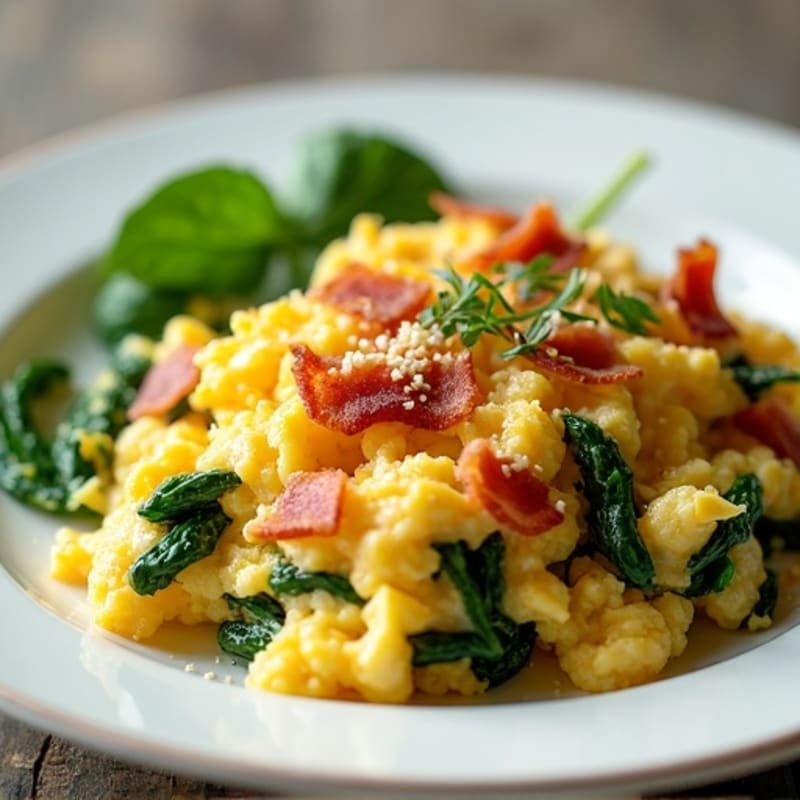 Egg White Spinach Scramble with Turkey Bacon