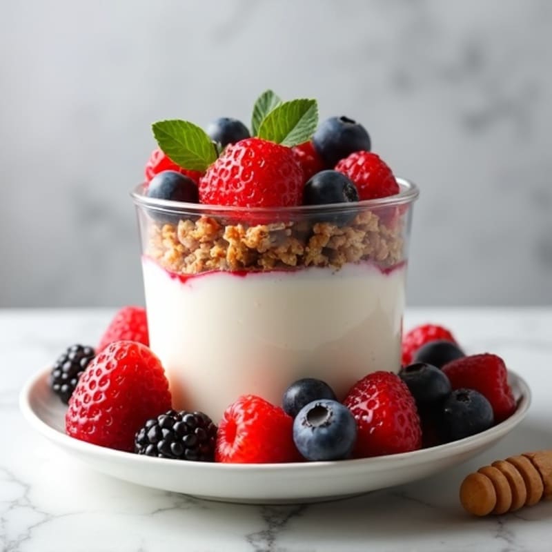 Greek Yogurt Parfait with Mixed Berries and Protein Granola