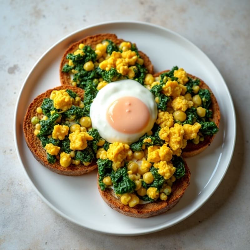 Paneer Spinach Scramble with Chickpea Toast