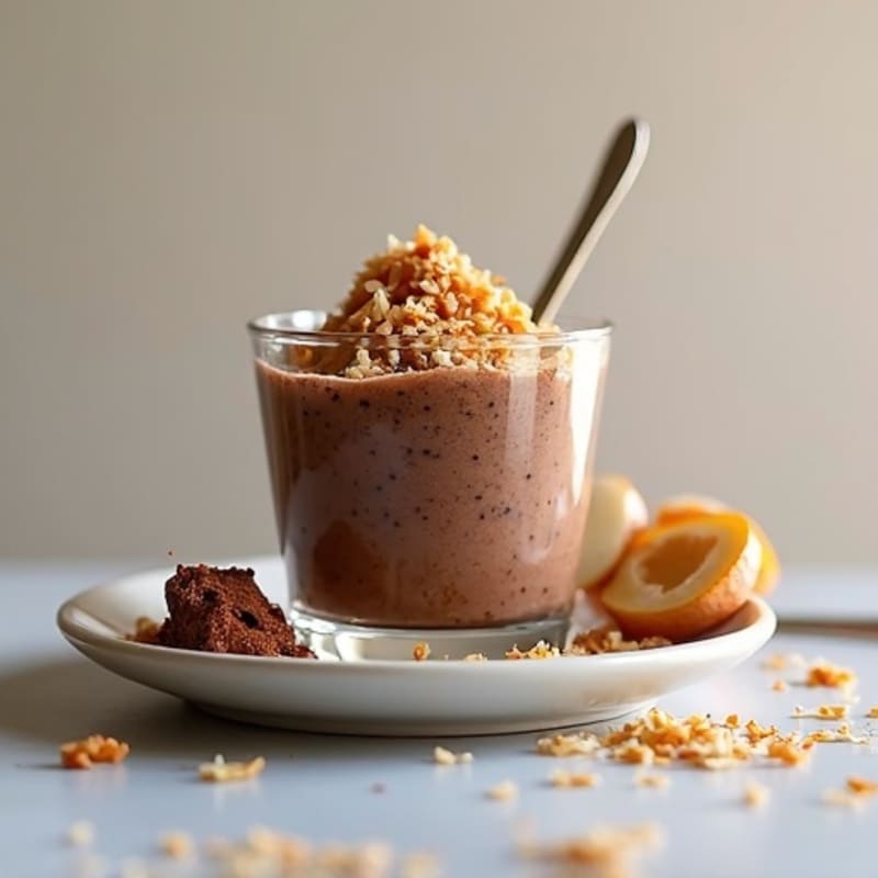 Chocolate Protein Chia Pudding with Toasted Coconut