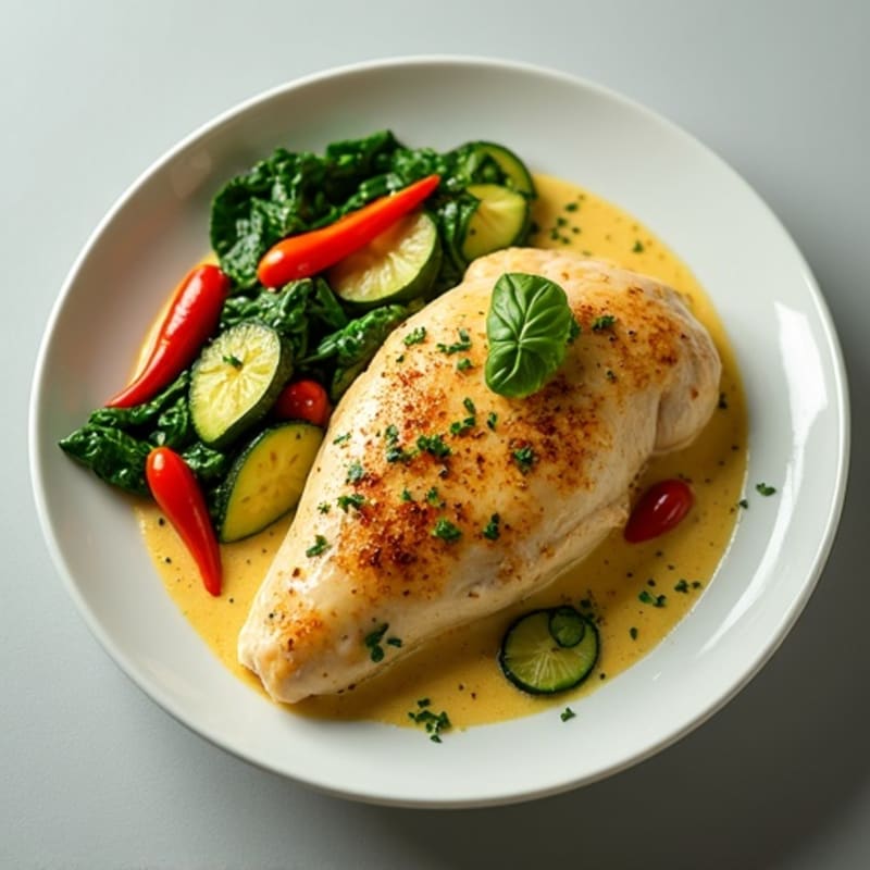 Creamy Coconut Green Curry Chicken with Vibrant Vegetables