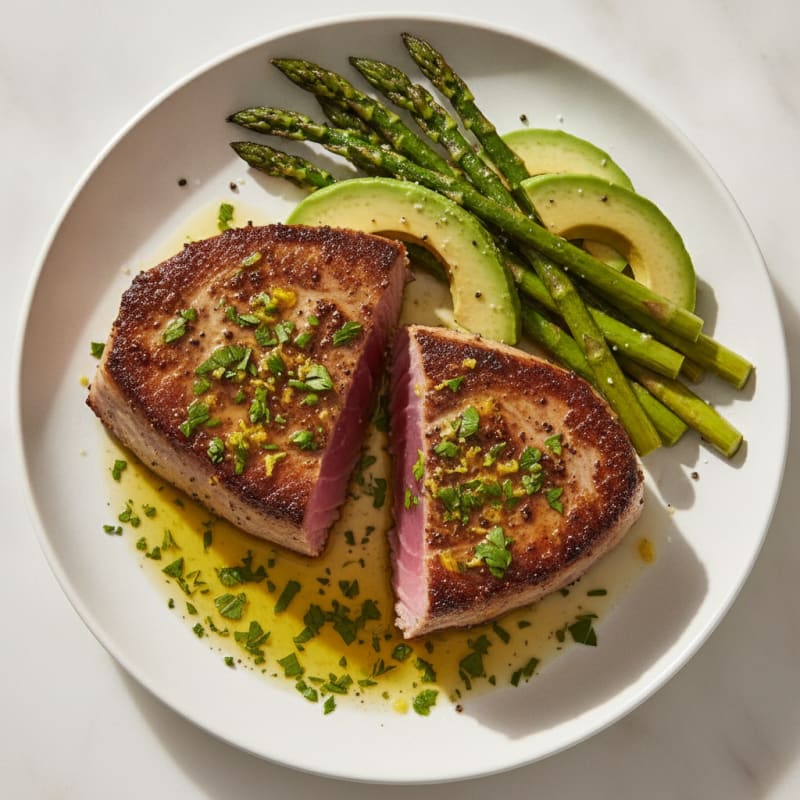 Seared Tuna with Lemon-Herb Sauce