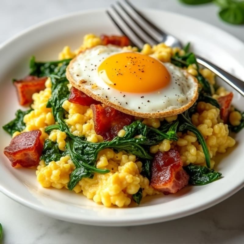 Scrambled Egg Whites with Spinach and Turkey Bacon