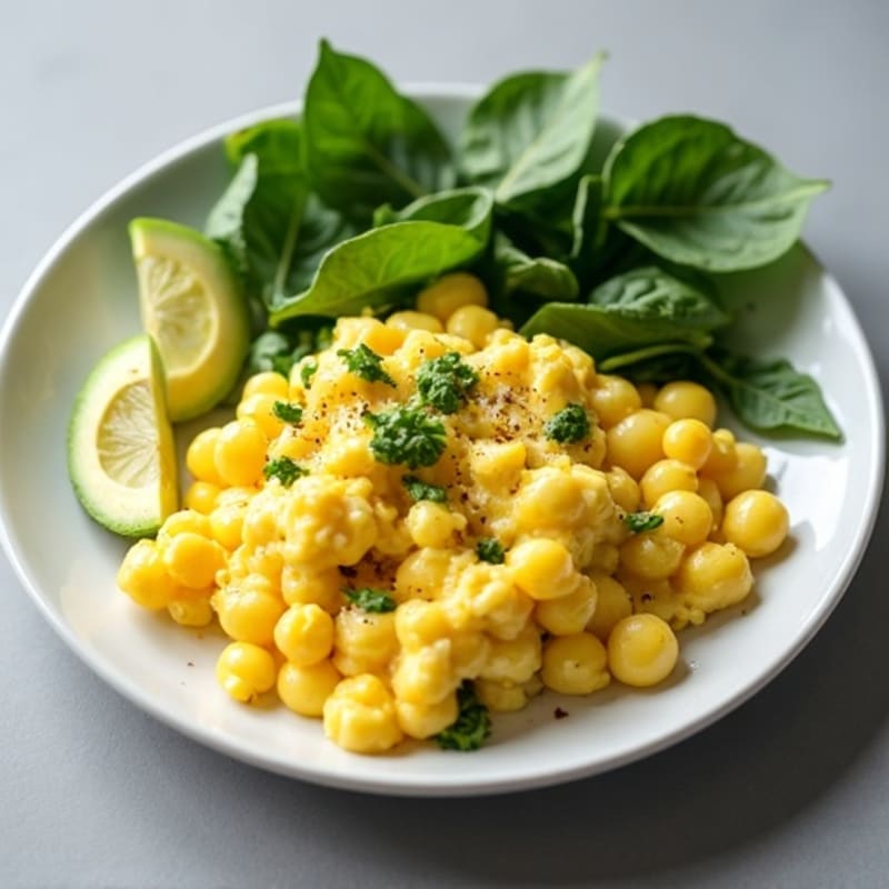 Fluffy Scrambled Eggs with Fresh Spinach and Avocado