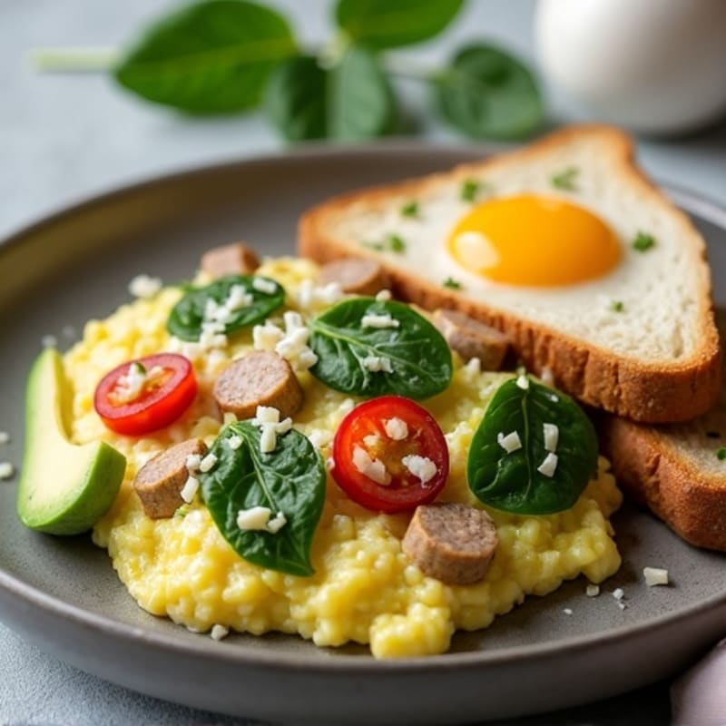 Egg White and Turkey Sausage Scramble with Spinach