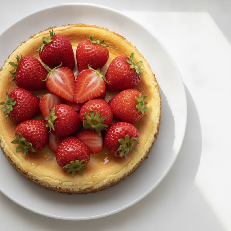 Greek Yogurt Protein Cheesecake with Fresh Strawberries