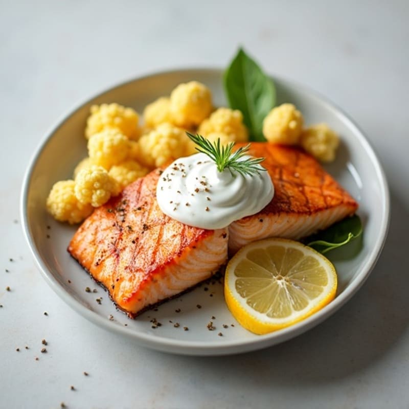 Seared Salmon with Roasted Cauliflower and Lemon Zest
