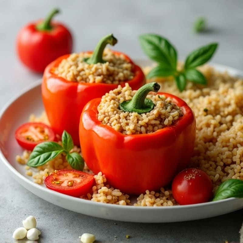 Hearty Lean Ground Turkey and Brown Rice Stuffed Bell Peppers