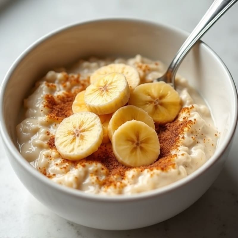 Creamy Vanilla Protein Oats with Caramelized Banana
