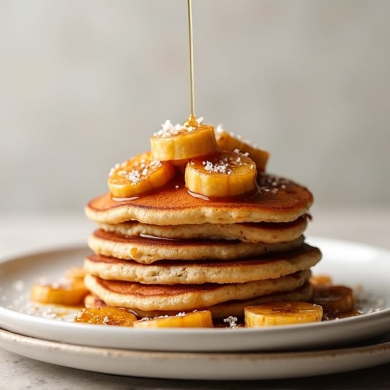 Fluffy Protein Pancakes with Warm Spiced Caramelized Bananas