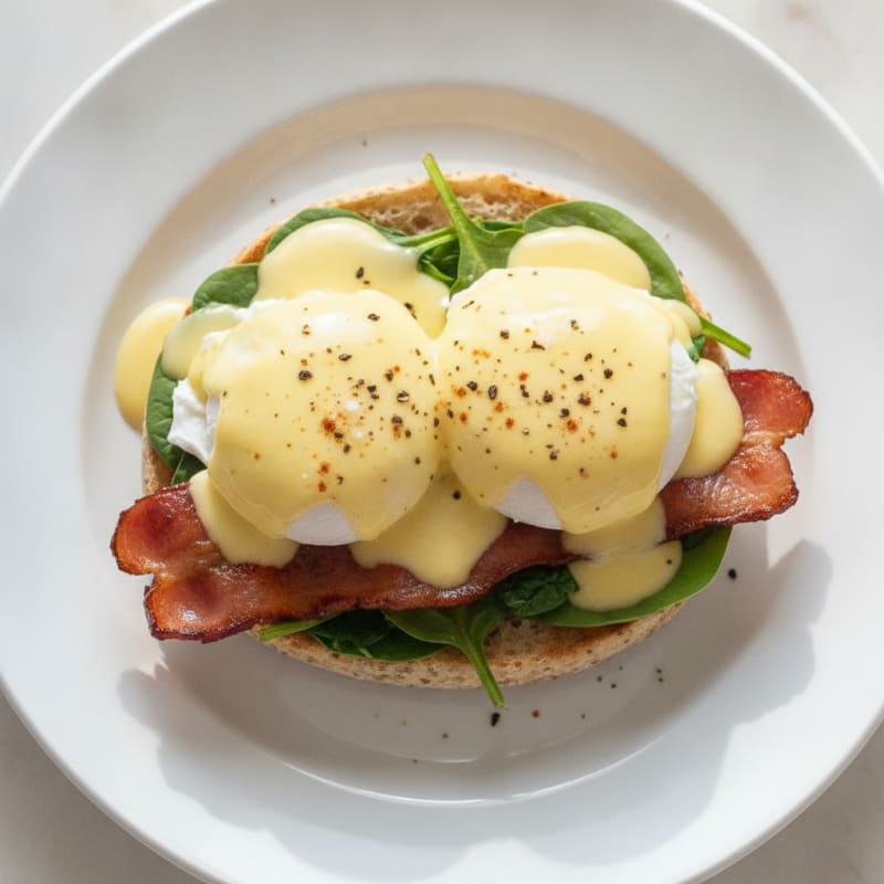 Classic Poached Eggs Benedict with Hollandaise