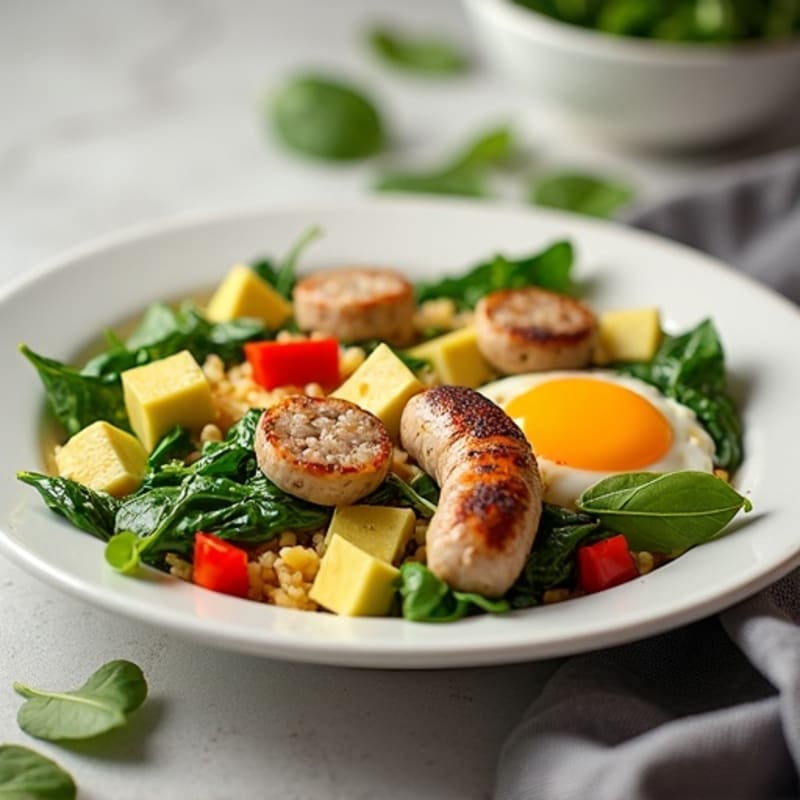 Egg White and Turkey Sausage Scramble with Spinach