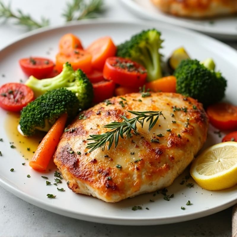 Crispy Lemon-Herb Roasted Chicken with Sheet Pan Roasted Vegetables