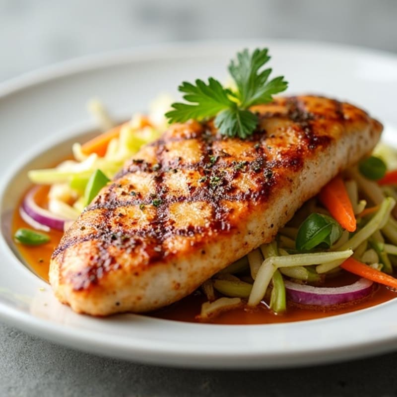 Grilled Chicken Breast with Crunchy Cabbage Slaw
