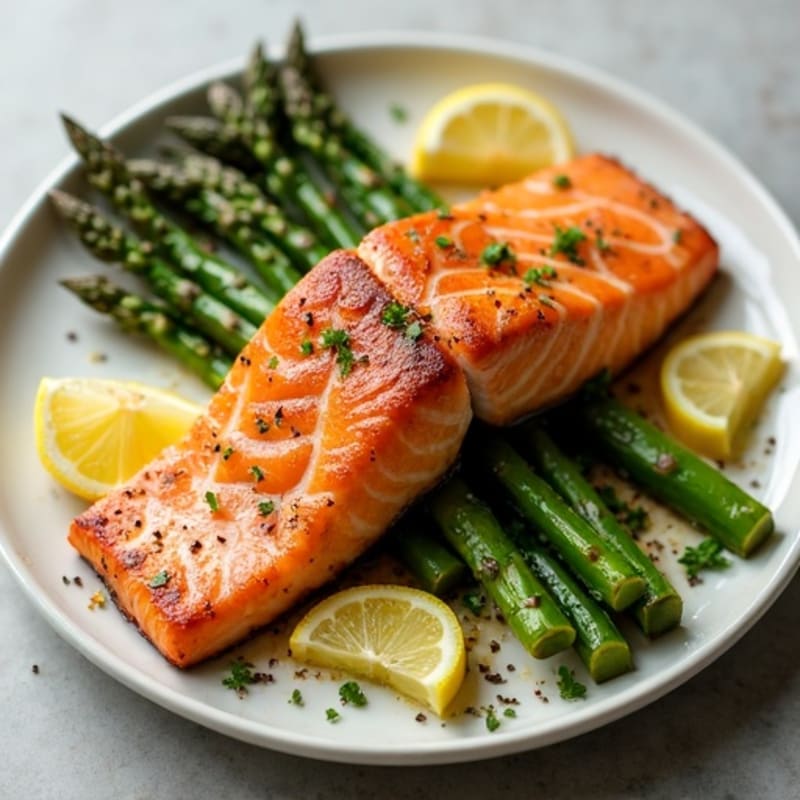 Crispy Pan-Seared Salmon with Roasted Asparagus