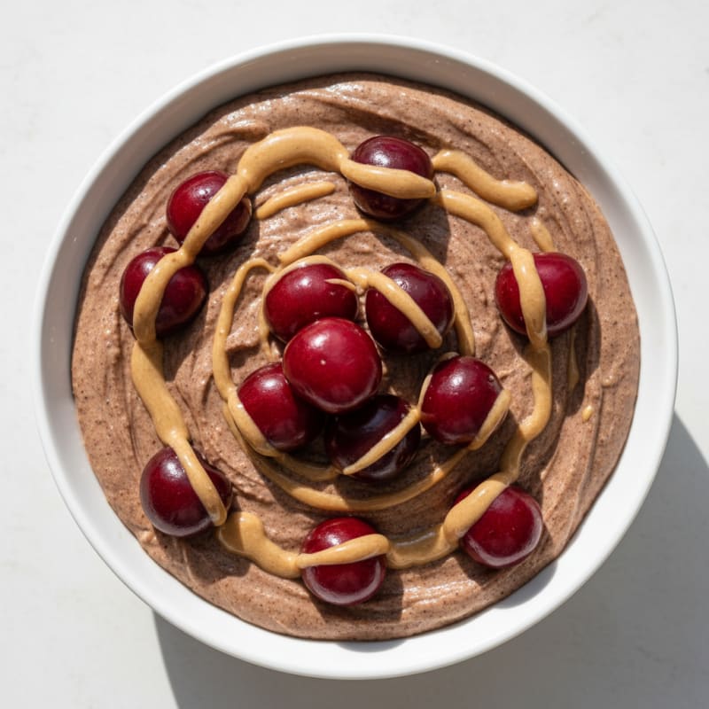 Silky Chocolate Protein Mousse with Cherries