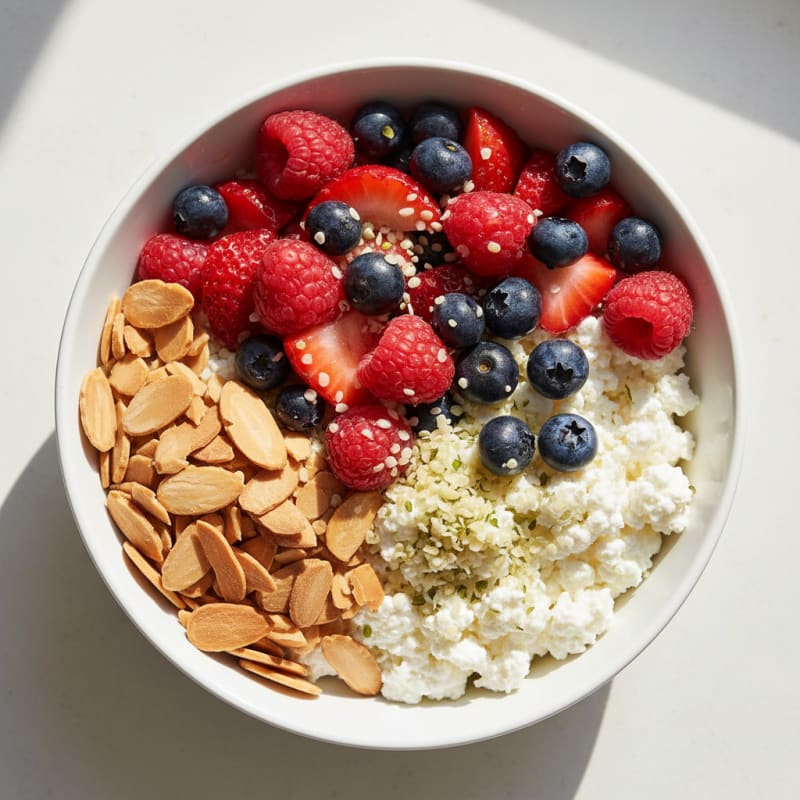 Cottage Cheese and Berry Protein Bowl with Almonds