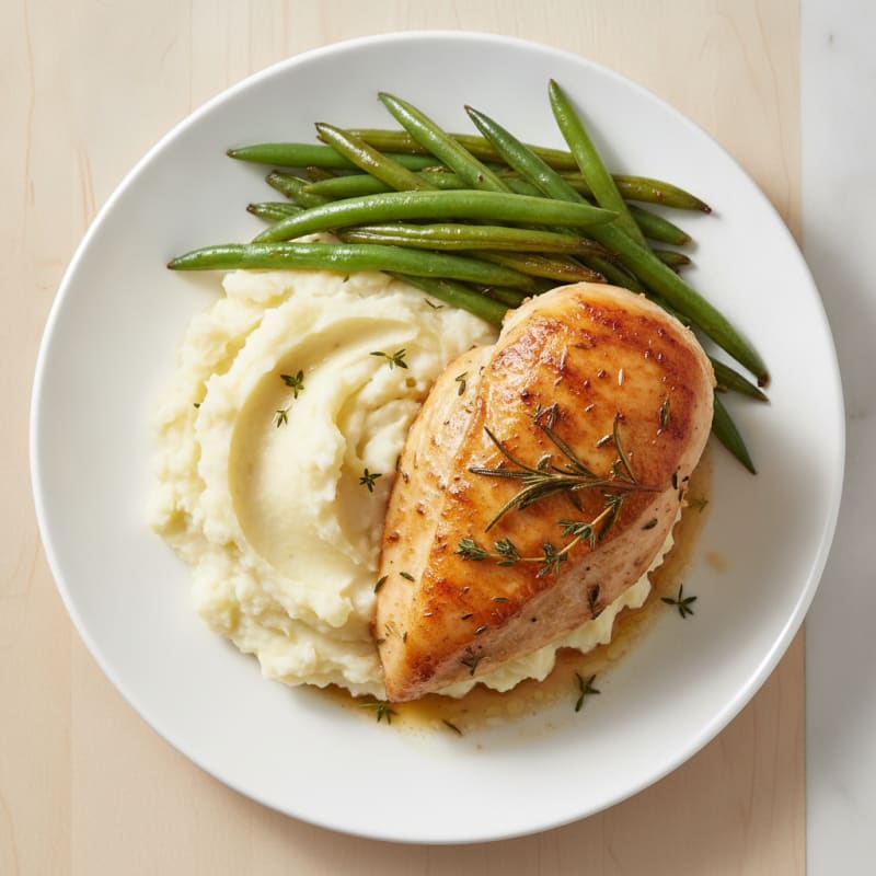 Herb-Roasted Chicken Breast with Garlic Mashed Potatoes