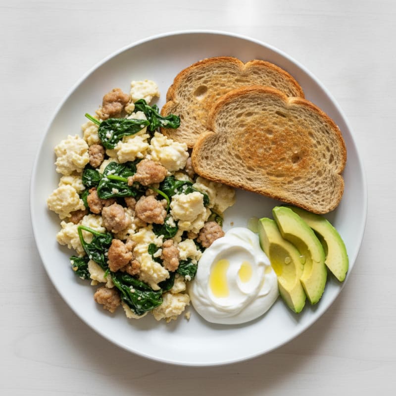 Egg White and Turkey Sausage Scramble with Greek Yogurt