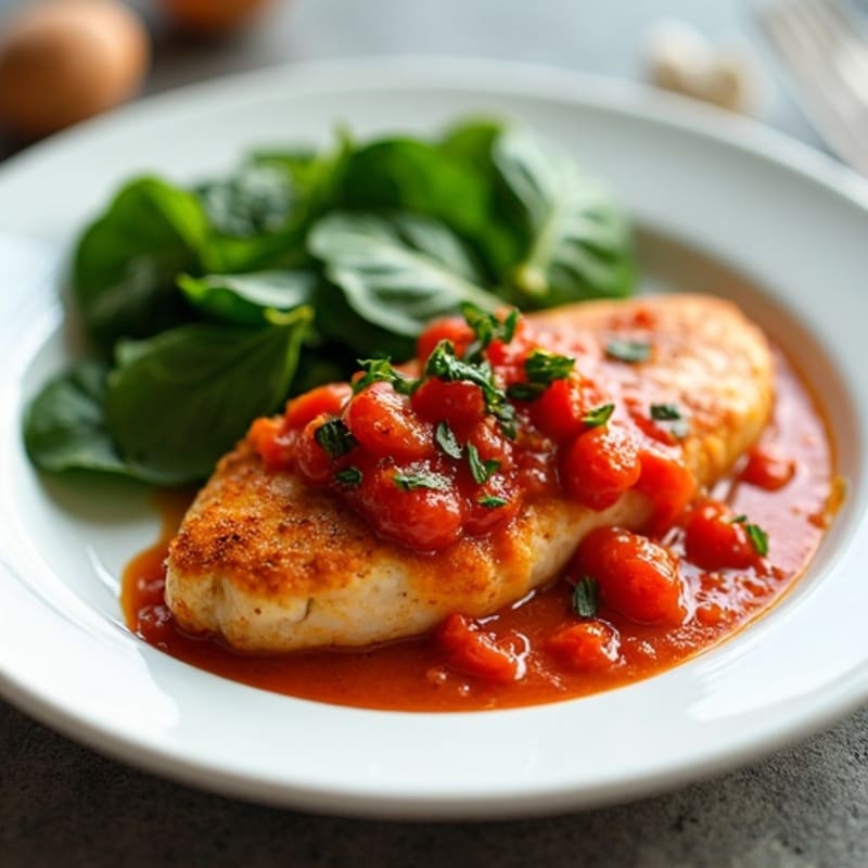 Spiced Chicken with Creamy Tomato Sauce and Spinach