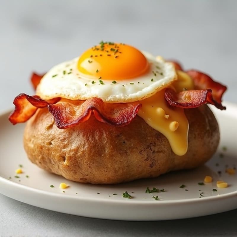 Baked Potato with Crispy Lean Bacon and Creamy Cheese