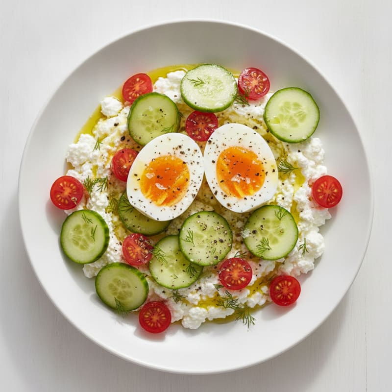 Cottage Cheese Bowl with Eggs and Vegetables
