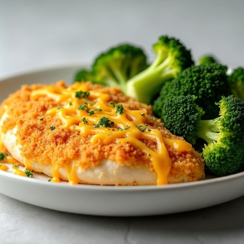 Crispy Baked Cheesy Chicken and Broccoli