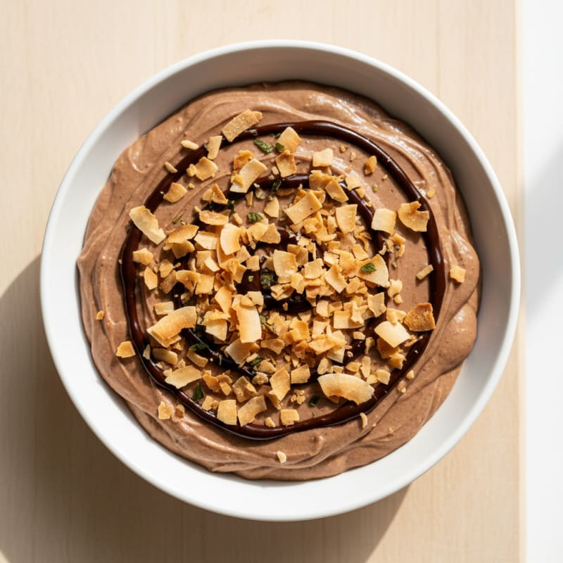 Silky Chocolate Protein Pudding with Toasted Coconut