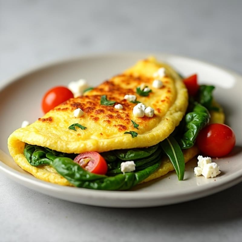 Fluffy Spinach Feta Egg White Omelette