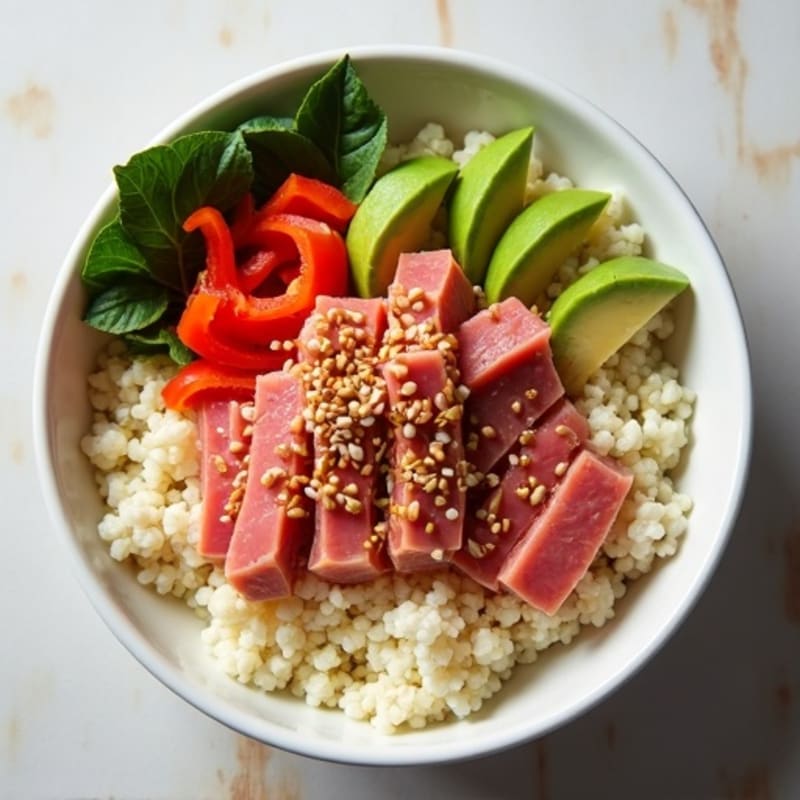Fresh Tuna Poke Bowl with Sesame-Ginger Cauliflower Rice