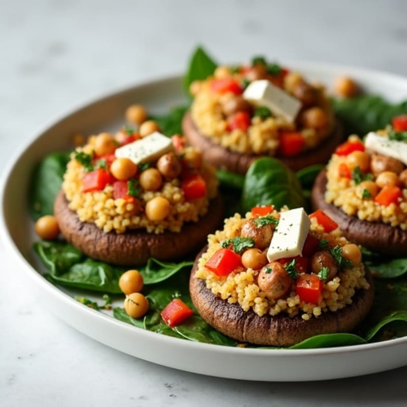 Stuffed Portobello Mushrooms with Hearty Quinoa and Roasted Vegetables