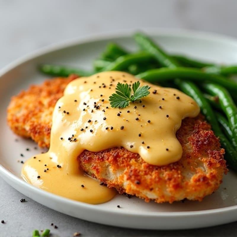 Crispy Chicken Parmesan with Roasted Green Beans