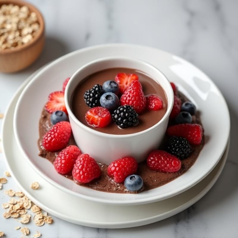 Silky Chocolate Protein Pudding with Greek Yogurt and Mixed Berries