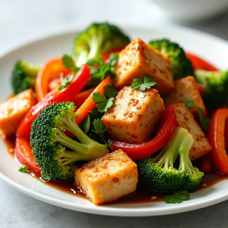 Crispy Tofu and Chicken Stir-Fry with Fresh Vegetables