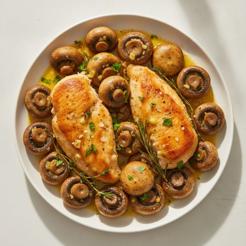Garlic Butter Roasted Mushrooms with Herbs