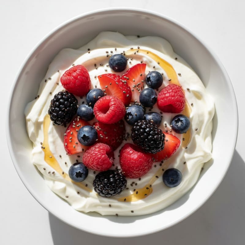 Greek Yogurt Protein Pudding with Mixed Berries