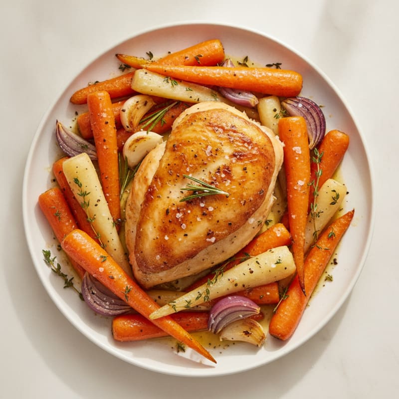 Garlic-Herb Roasted Chicken with Root Vegetables