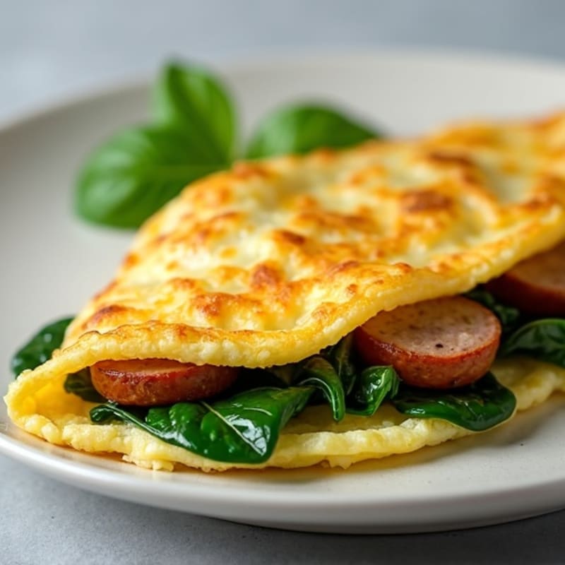 Egg White Spinach Omelette with Turkey Sausage