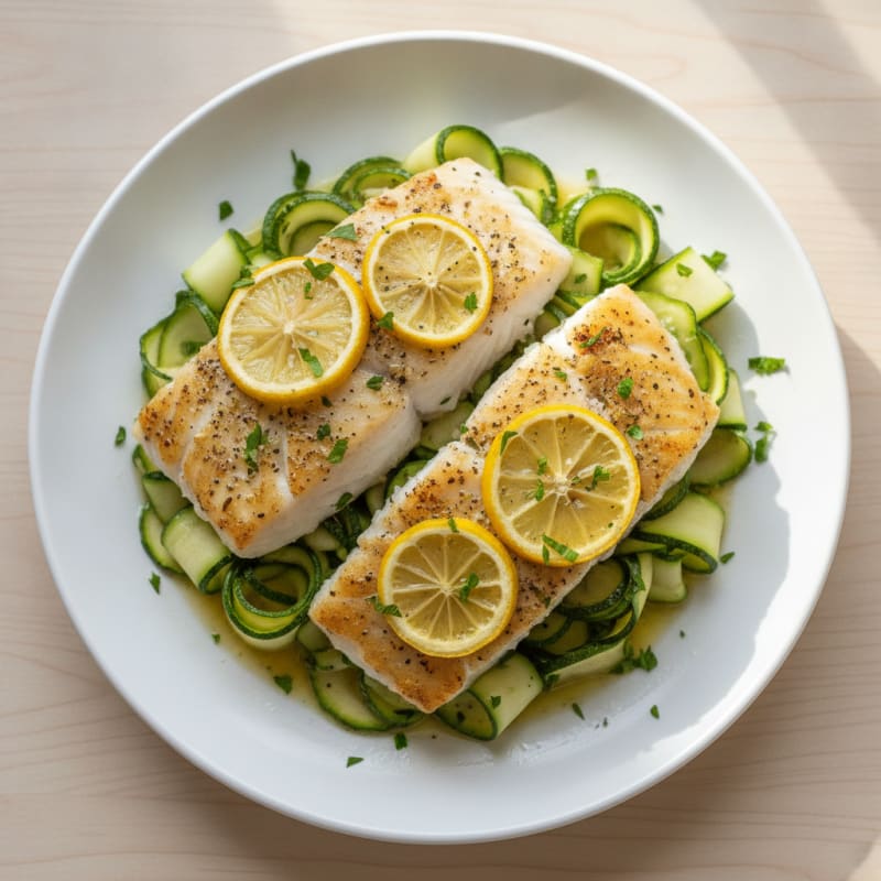 Baked Lemon Herb Cod with Zucchini