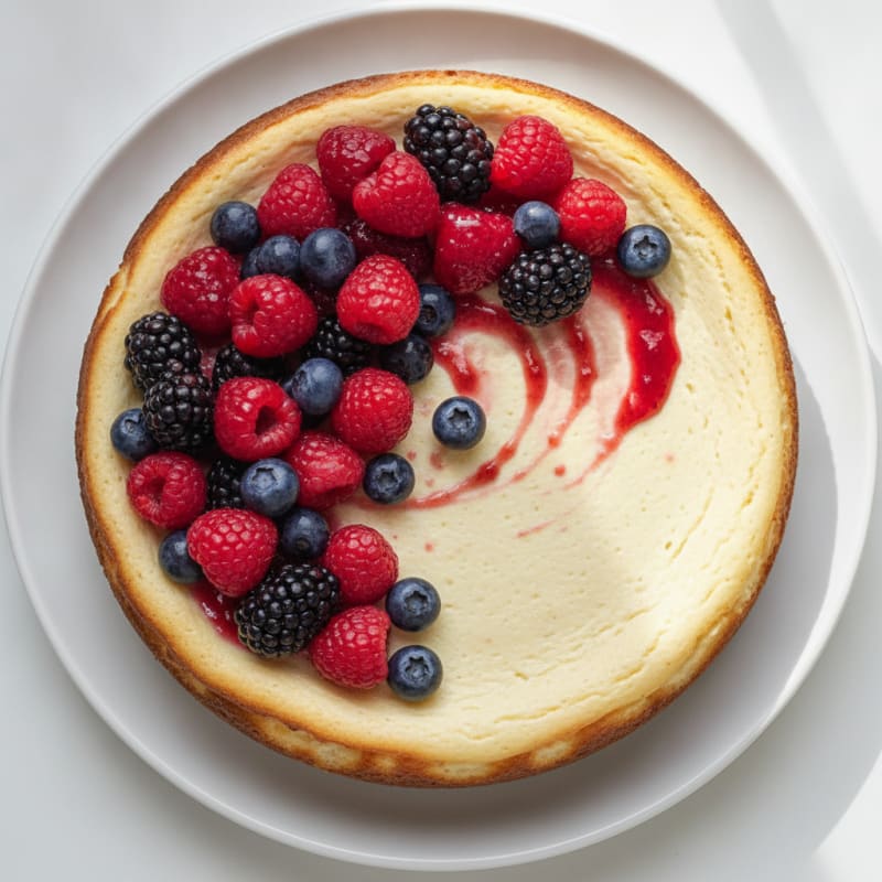 Greek Yogurt Protein Cheesecake with Mixed Berries